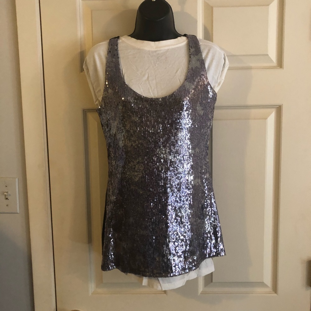 Black and silver sequined tank
